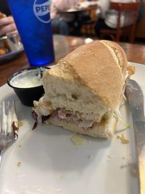 Po boy.  Fish is good but very small strips of it.