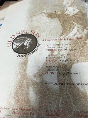 Front of menu