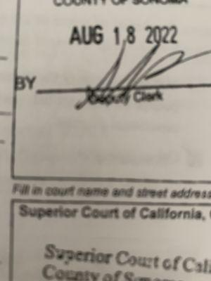 Deputy Clerk Signature. Same pen and writing.