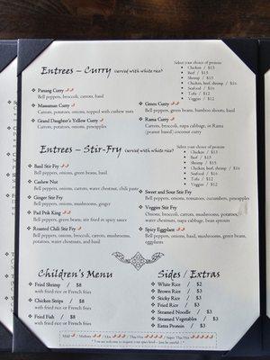 The menu