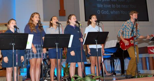 Worship Band performing at chapel.