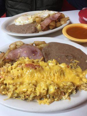 Migas and huevos rancheros plates!