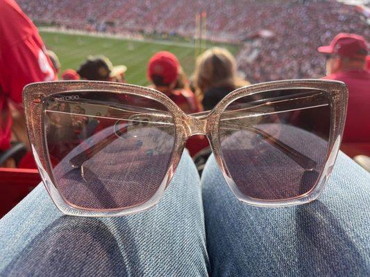 Jimmy Choo: Sparkling pink women's sunglasses.