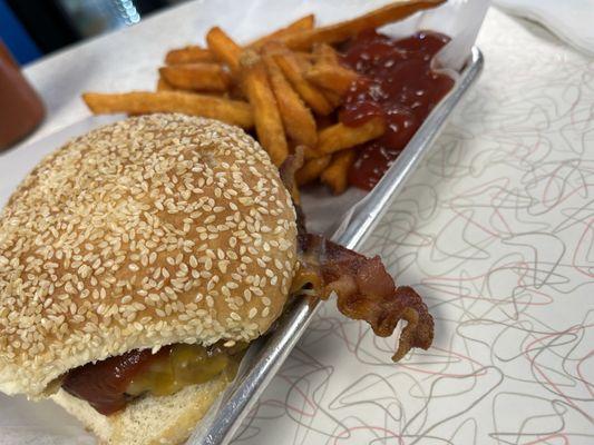 Smokehouse Burger Special with Sweet Potato Fries