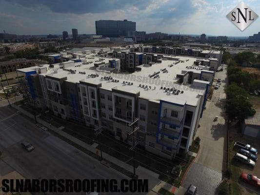 Brand new TPO roof we did on the Maple District Lofts apartments in uptown in Dallas, Tx.