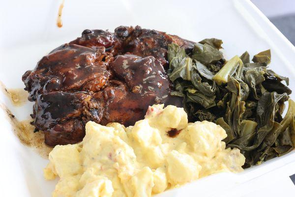 BBQ Chicken Combo w/ Potato Salad and (pork free) Collard Greens