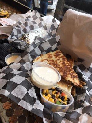 The beef quesadilla.