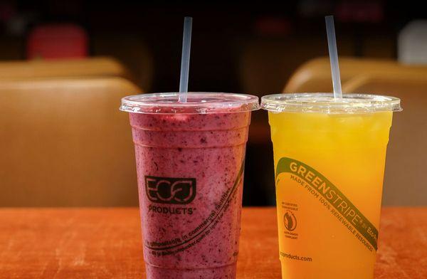 Mango Lemonade & Strawberry Lassi in Eco-Friendly Cups