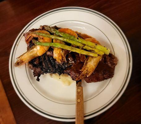 Surf n Turf ribeye with gulf shrimp