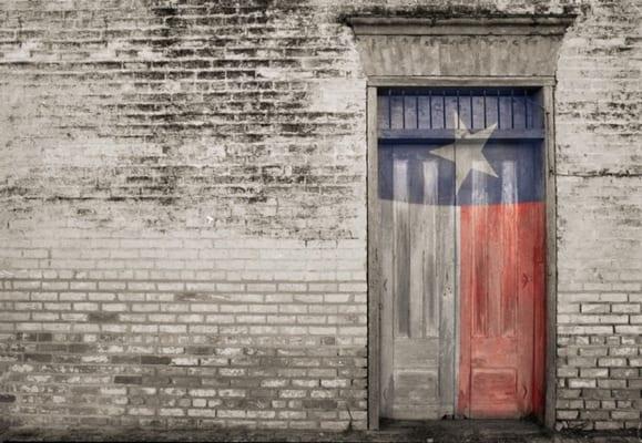 Door with Texas flag