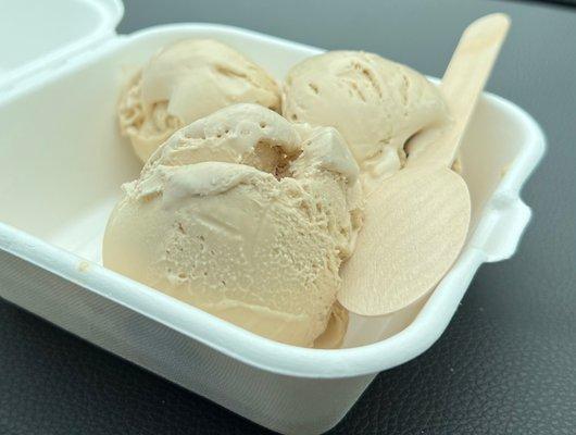 Three scoops of coffee ice cream