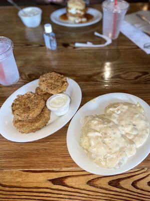 Fried green tomatoes and Risky Biscuit