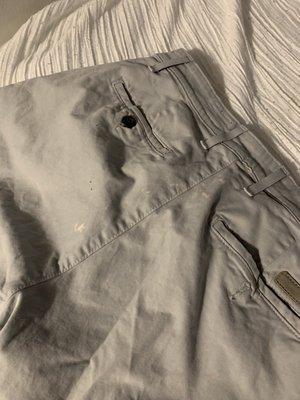 Adriano Goldschmied shorts - didn't have stains prior to bringing to this place.