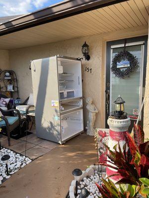 Refrigerator left in front of my door