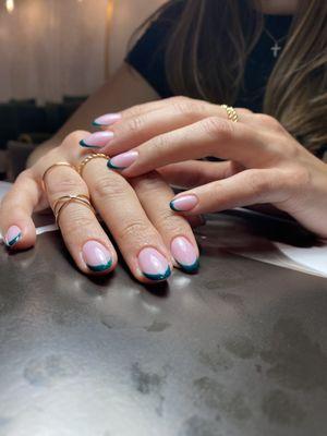 BIAB Manicure with hand painted french tips