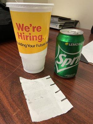 Do it yourself large Sprite from McDonald's, with sticky paper included.