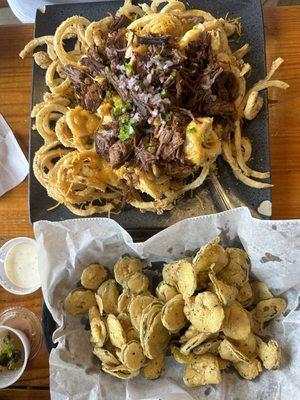 Trash fries and fried pickles