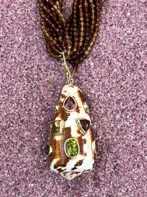 14-K Seashell Pendant set with gemstones