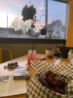 Kickin' Bourbon wings & blackberry basil with vodka