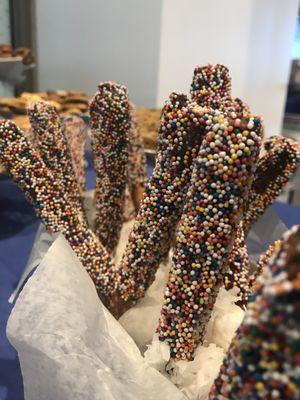 Handmade chocolate pretzels