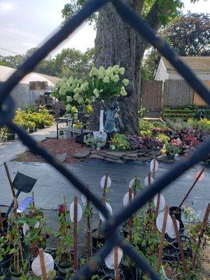 Statue holding flowers