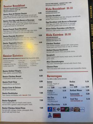 Senior/kid/Beverage menu