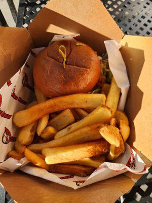 Wicked chicken fried sandwich with fries