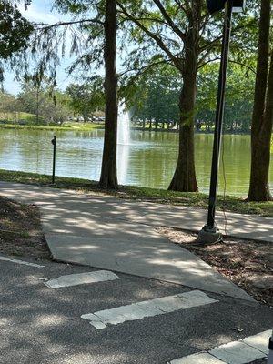 Beauty surrounded by trees, a walking path, and bathrooms. Lots of things to see