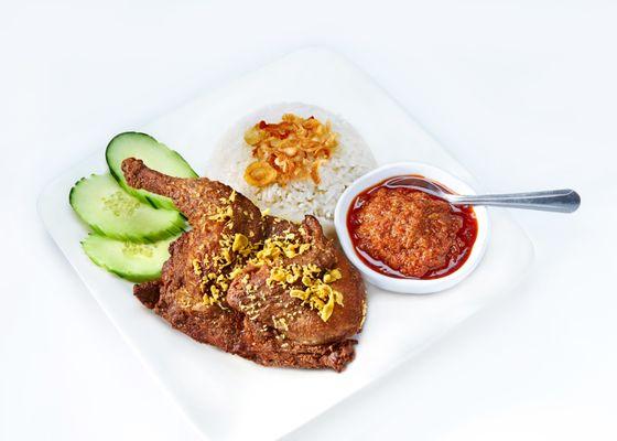 FRIED HALF CHICKEN WITH COCONUT RICE