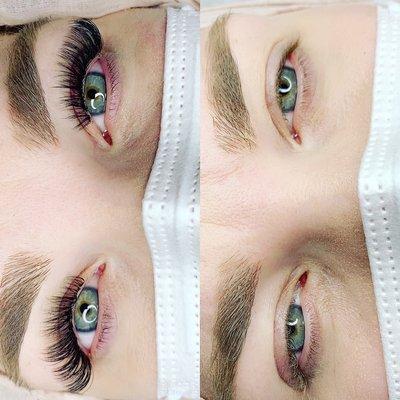 Before & After Wispies volume Lash set by Claudia