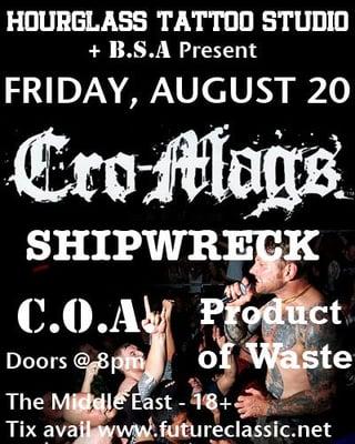 Hourglass Tattoo Presents the Cro Mags @ the Middle East