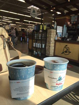 Wonderful coconut milk latte and Firesign coffee... by Lauren... Nice to be at Caribou in HyVee again!!