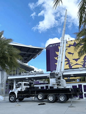 Florida Crane & Rigging - 78' Set Back with 127' of Boom at Exploria Stadium in Orlando