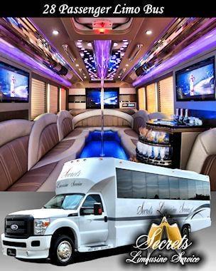 28 PASSENGER LIMO PARTY BUS WITH ONE (1) 46? LCD TV, THREE (3) 36? LCD TV?S, AM-FM-CD-DVD PLAYER W/5.1 DOLBY SURROUND SOUND A...