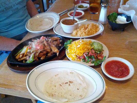 Our order of chicken fajitas. Delicious!