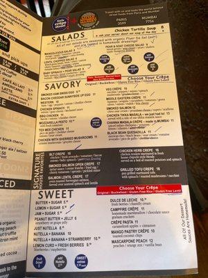 Menu with all the markings to make it dairy free. Amazing.