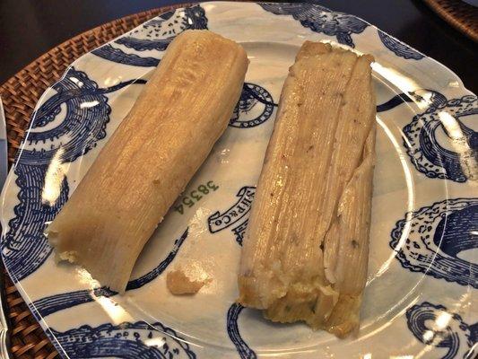 Corn and cheese/pepper tamales! Delicious!