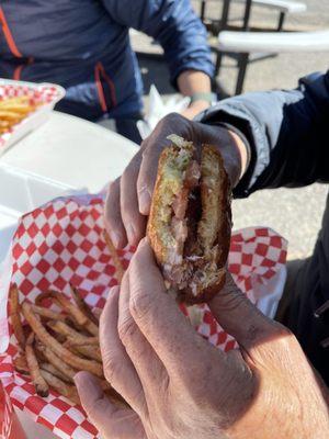 Breaded cod sandwich with homecut fries