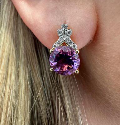 Amethyst and diamond earrings