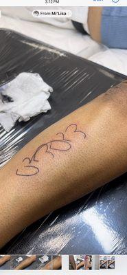 4 hearts on right forearm