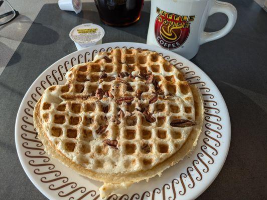 Waffle with pecans at Waffle House in Hopkinsville