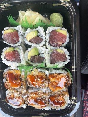 Tuna avocado and sweet potato roll