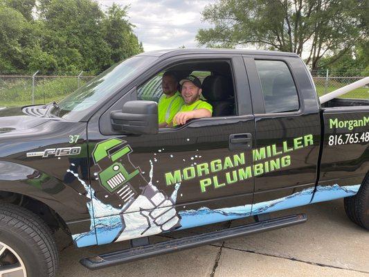 Morgan Miller Plumbing Guys in Truck