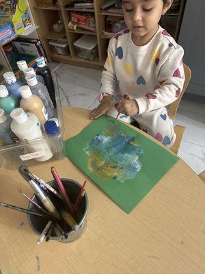 The kids get to paint, draw, and explore different ways of expressing themselves through art, which they really enjoy.