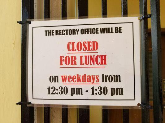 Closed for lunch