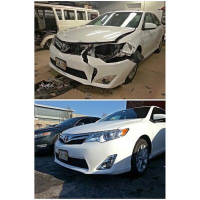 2012 Toyota Camry Before & After... We work with EVERY insurance company directly, making each claim as carefree as possible!