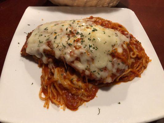 Eggplant Parmesan with Spaghetti