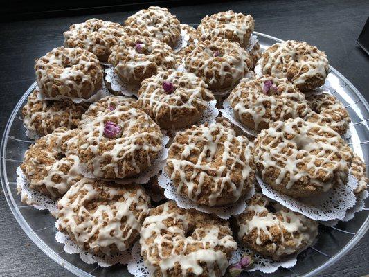 Sprouted rum-infused doughnuts with crumb topping. Even more delicious than they look!