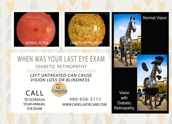 If you have diabetes, eye exams are very important.  Call today and schedule with our wonderful doctor 480-656-2111!