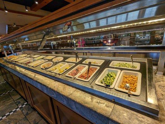 Salad bar back side (top right is broccoli bacon salad yum)